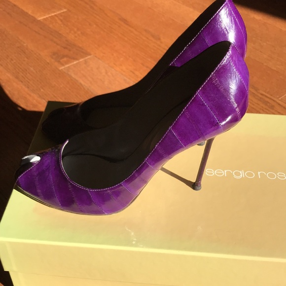 Authentic Eelskin Open Toe Luxury Pumps - Picture 5 of 12